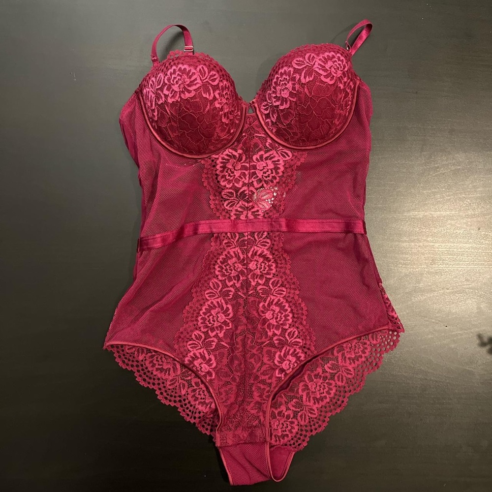 Burgundy Lace Bodysuit